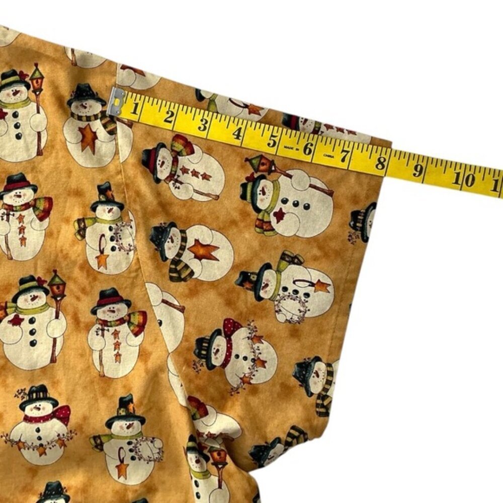 Seasons CelScrub Cotton Scrub Top V Neck Holiday Snowman Birdhouse Gold Spice XL - Picture 4 of 16